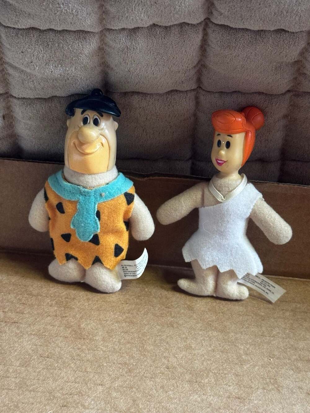 2PC Vtg 1994 Hanna-Barbera The Flintstones Fred & Wilma Mini Plush Doll